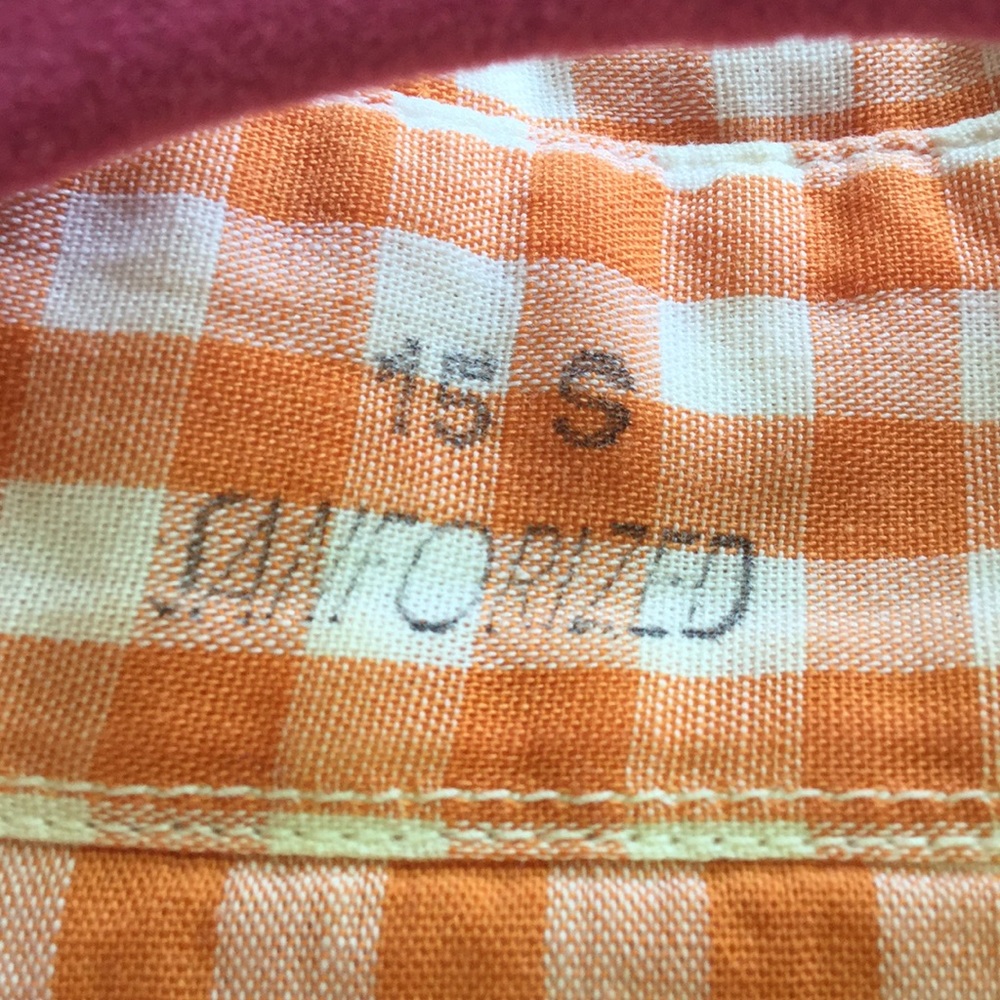 Unisex Vintage Orange/White Gingham Western Shirt - Picture 6 of 8